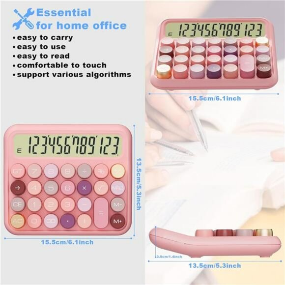 Large 12 digit desktop calculator big buttons tilt screen office school calculat - Picture 2 of 7